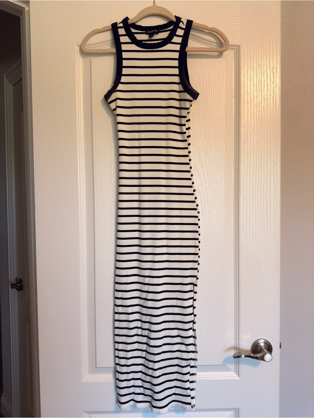 Justify Black & White Striped Maxi Dress